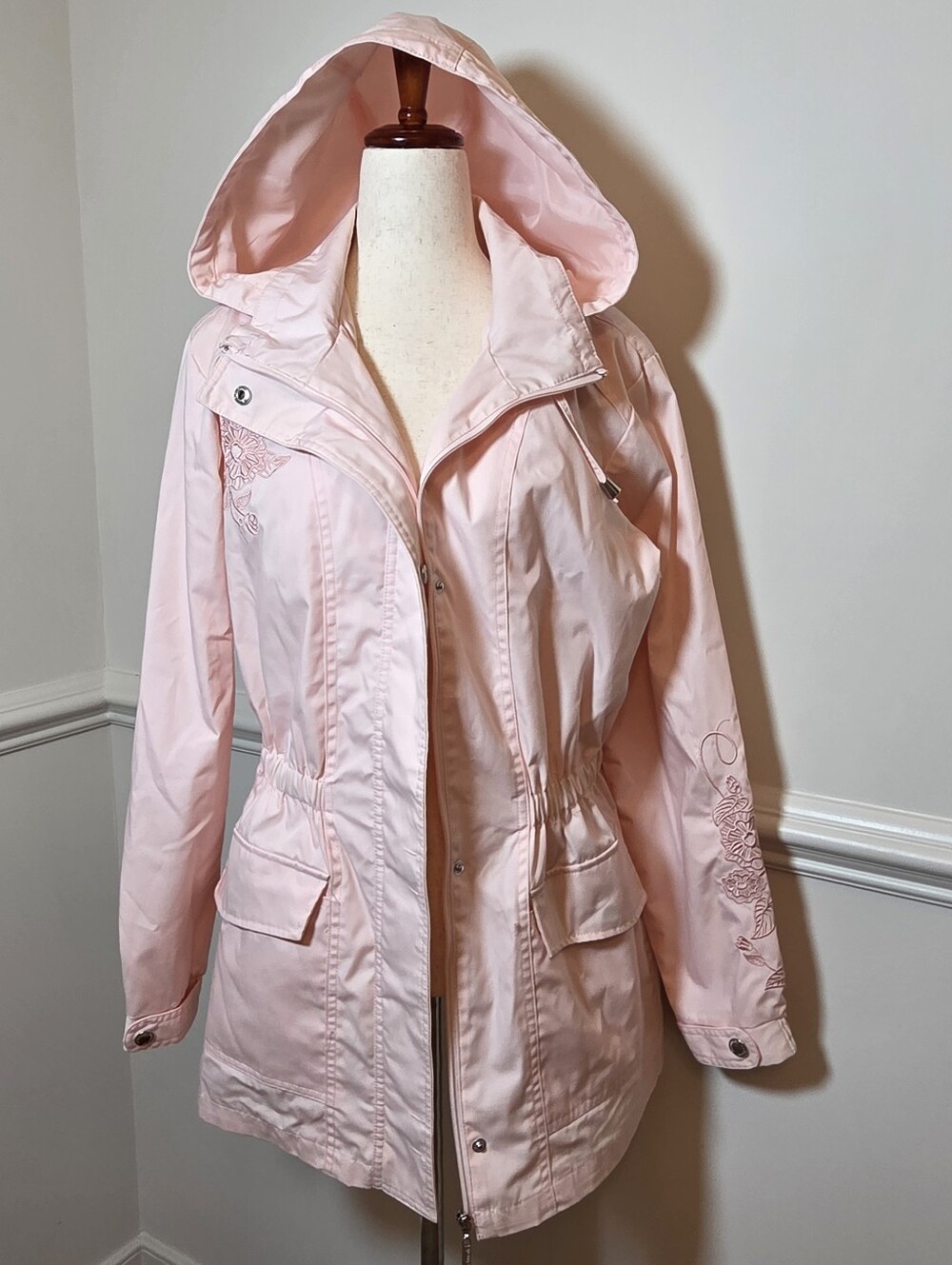 Mackintosh New England Embroidered Hooded Utility Jacket Lined Pink M